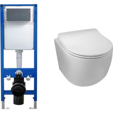 BALNEO - pack bâti-support encastré NARROW + cuvette WC LUNA TORNADO - ensemble pour toilette (1/5)