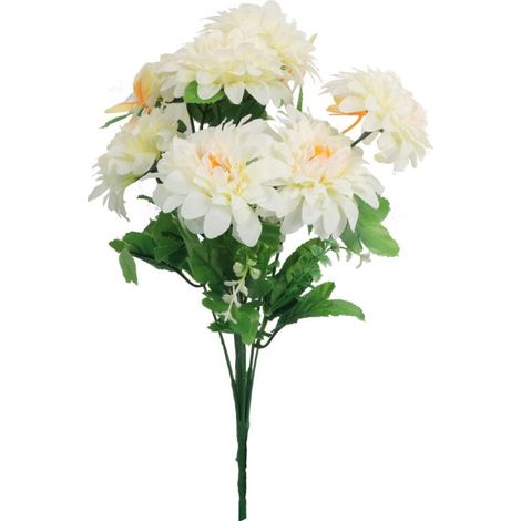 Bouquet di 9 margherite bianche artificiali con farfalle - decorazione 40 cm (1/3)