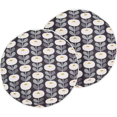 Conjunto de 2 cojines de jardín almohada de exterior ⌀ 40 cm poliéster estampado geométrico gris Valsorda