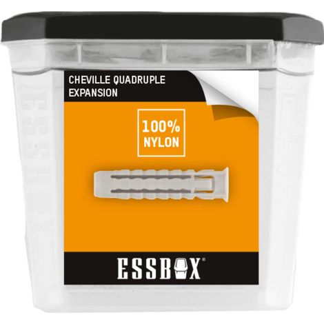 Cheville Nylon, Ø10 mm x 50 mm, Boite de 50, EX-91011410, pour les charges lourdes à très lourdes, Fixation robuste et fiable pour une utilisation dans des murs en béton
