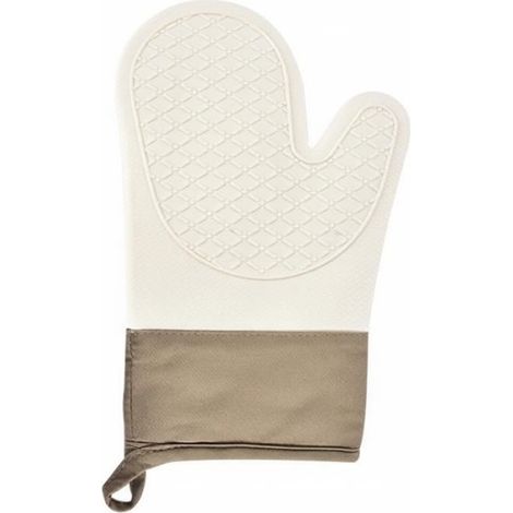 Gant Anti-chaleur - Forme Main - Blanc Et Beige - Pour Micro-ondes Et Four - 1 Pièce (1/3)