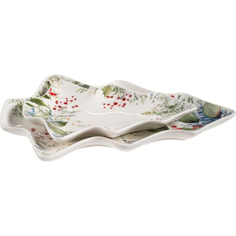 Galbiati set 2 piatti albero Winter Garden porcellana