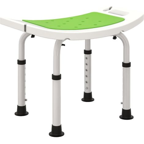 Tabouret de Douche en Aluminium et Plastique Antidérapant, Hauteur Réglable 6 Niveaux 39-52cm, Vert (1/5)