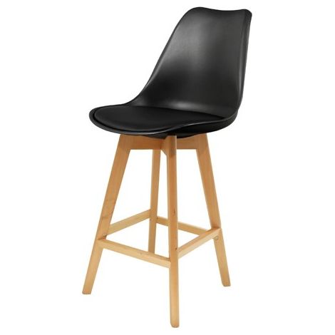 The Home Deco Factory – Tabouret de bar en bois scandinave – Assise rembourrée – Hauteur 70,5 cm – Design bi-matière – Pour salle à manger moderne (1/7)
