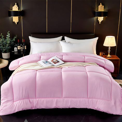 Couette Quilt - 150 x 200 cm - Rembourrage Polyester - Lavable En Machine - Pour Toutes Les Saisons - Rose (1/5)