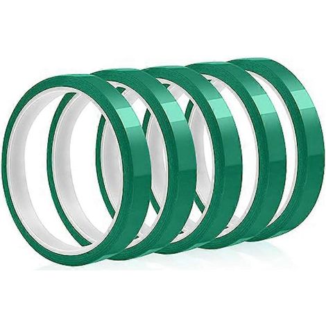 Ruban adhésif haute température résistant à la chaleur, ruban de transfert thermique pour sublimation, sans résidus, 10 mm x 33 m (108 pi) (Vert - Rouleau de 5) (1/5)