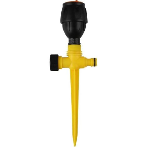 Lot de 4 arroseurs de pelouse avec piquet et 4 tandem réglables à 360° - Arrosage automatique - Arroseur de jardin pour jardin, pelouse, plantes, arrosage - Jaune mai