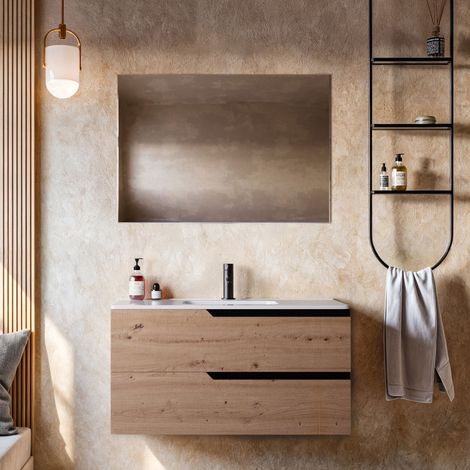 Mobile bagno 80cm sospeso rovere cartagena - jaguar, selezione accessori senza specchio (1/5)