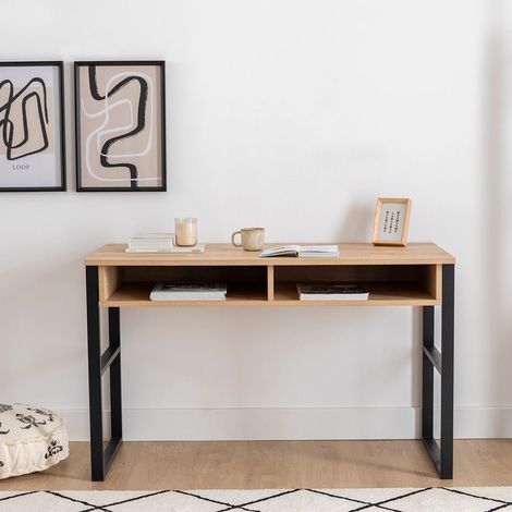 Escritorio Samo, 3 estantes, 2 espacios, color estante marrón, 120x60x72h cm Marrón Roble (1/5)