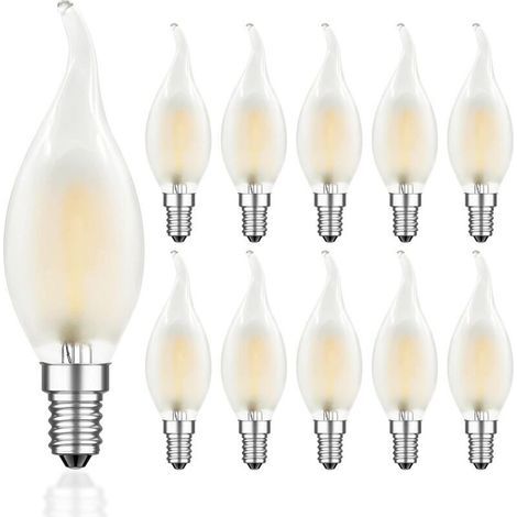 4-W-E14-LED-Lampe mit dimmbarem Glühfaden, Flammenform, 2700 K warmweißes Licht, 360°-Abstrahlwinkel, 10er-Packung (1/4)
