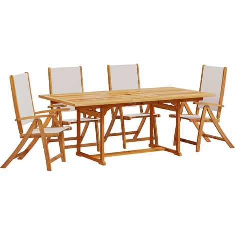 vidaXL Set Pranzo da Giardino 5pz Legno Massello di Acacia e Textilene (1/5)