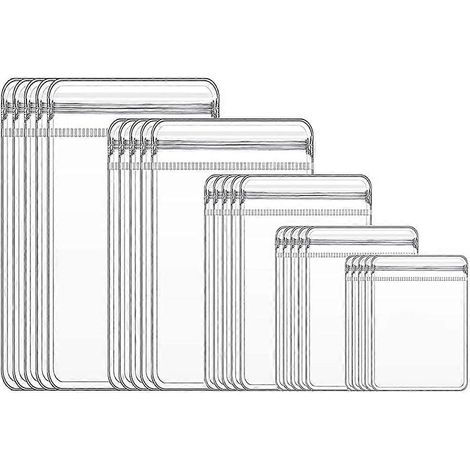 Lot de 50 pochettes transparentes de 5 tailles pour ranger boucles d'oreilles, bagues et colliers, idéales pour les voyages. Protection anti-ternissement. (1/5)
