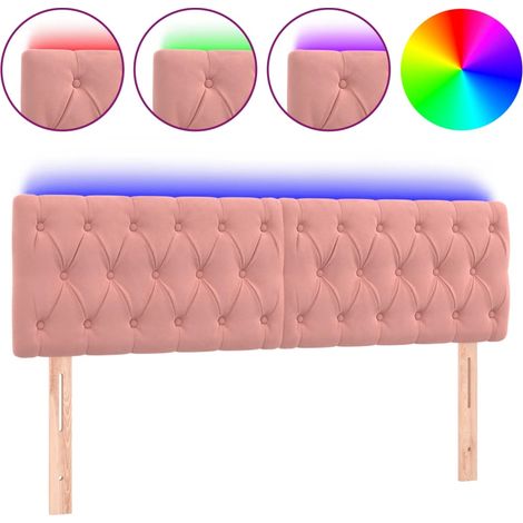 vidaXL Tête de lit à LED Rose 160x7x78/88 cm Velours (1/6)