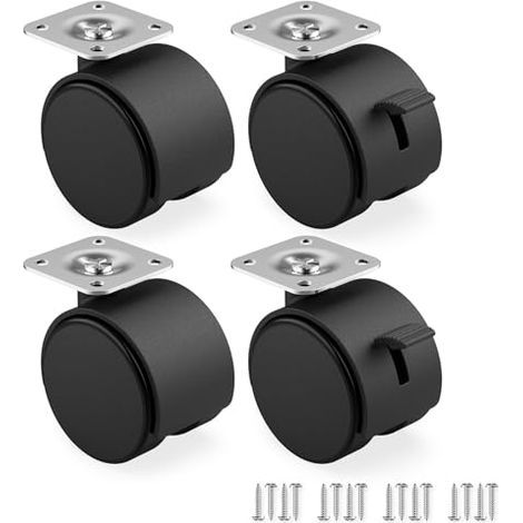 Jeu de 4 Roulettes pour meubles 40 mm - Roulettes de transport avec frein jusqu'à 25 kg par roue - Roulettes pivotantes pour meubles d'intérieur (1/4)