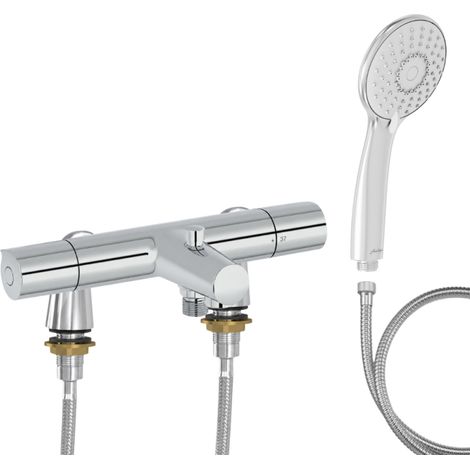 Mitigeur baignoire JACOB DELAFON Simone + pommeau de douche Juliette + flexible de douche métal + colonnettes Idro'Flex (1/5)