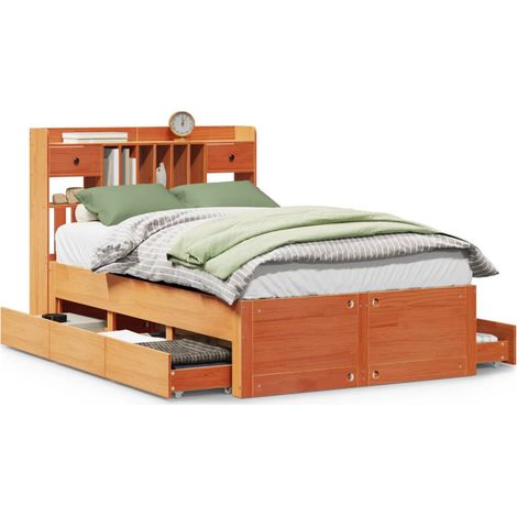 Maison Exclusive - Letto Libreria senza Materasso Marrone Cera 135x190 cm in Pino
