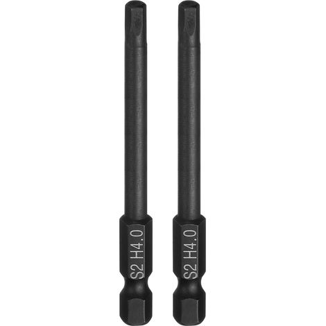 2Pcs Tête Hexagonale Plate Foret H4.0 (4mm) Noir (1/5)
