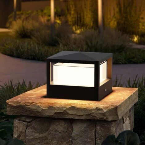 BARKBUSTERS Borne Éclairage Extérieur, 15W LED Lampe de Jardin Exterieur Ip65 Lampadaire Exterieur en Aluminium, Blanc Chaud, Borne Lumineuse Exterieure, Pour Chemins Terrasse, Noir (1/4)