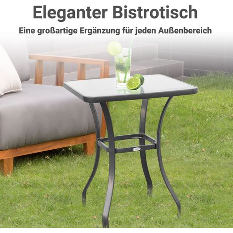 Gartentisch Bistrotisch Glastisch Hartglas+Metall Schwarz L68,5xB68,5xH84cm (1/5)