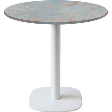 Table ronde Ø 70 cm - modèle Round pied blanc gris rouille