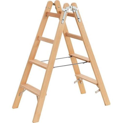 Escabeau double à marches Siedra bois, 2x4 marches, HSL24 (1/2)