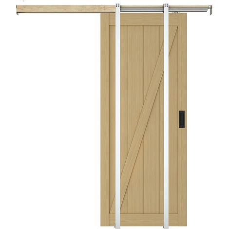 Porta scorrevole con sistema a incasso H205 x L63 cm in Legno e MDF Naturale chiaro - BALERMA (1/4)
