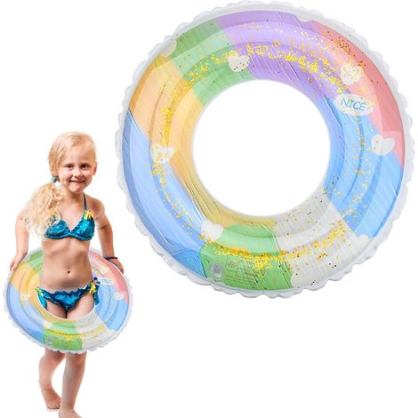 Bouée Gonflable Paillettes Arc-en-Ciel, Anneau de Natation pour Enfant et Adulte, Jouet de Piscine et Plage Été (1/5)