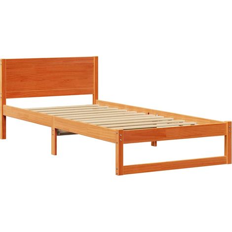 Lit simple,Lit adulte,Cadre de lit Marron 90 x 200 cm Bois de pin massif CFW7742050 (1/5)