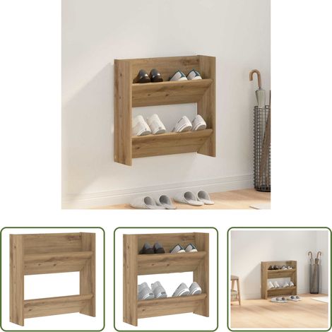 Rangement chaussures -  Cabinet à chaussures Chêne artisanal 60 x 18 x 60 cm (1/5)