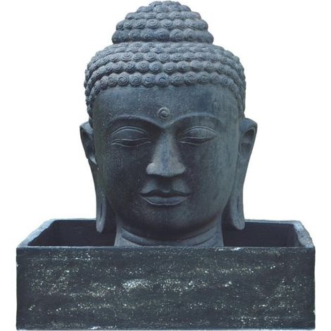 Fontaine tête de bouddha 75 cm + Bac - Gris anthracite 96 cm (1/3)