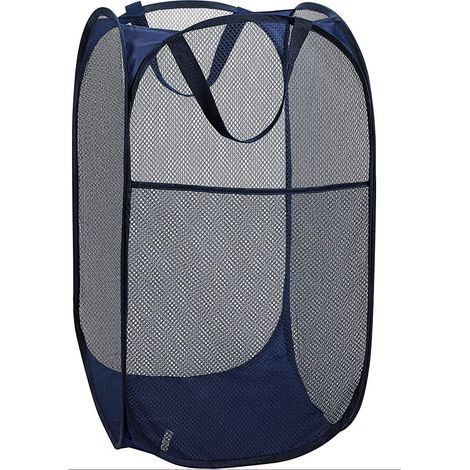 Panier À Linge Pliable - Maille Aérée - Pour Chambre Enfant Étudiante Ou Voyage - Bleu - Lot De 2 (1/5)