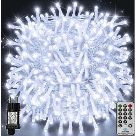 100 m lange Lichterkette mit 1000 LEDs, wasserdicht (IP44), mit Fernbedienung und Timer, 8 Modi, ideal für Weihnachtsfeiern, Geburtstage, Hochzeiten und Wohnzimmerdekoration, Kaltweiß