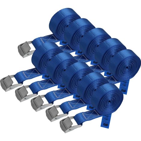 AIDUCHO Sangle À Griffe Sangle D'arrimage Sangle De Fixation - Bleu - Charge Maximale 250 Kg, 10 Pieces À 2.5 Cm X 4 M (1/5)