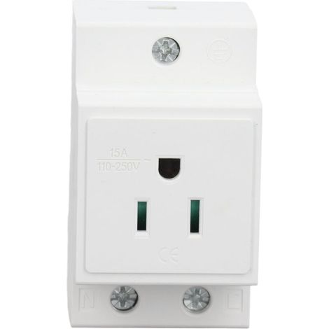 Presa di corrente CA affidabile su guida DIN per pannello di distribuzione, presa di corrente in nylon ignifugo per una facile installazione (US AC110-250V 15A) (1/4)