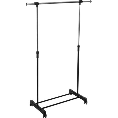 Portant à vêtements simple à roulettes extensible en acier inoxydable - Longueur 120,5 x largeur 42,5 x Hauteur 156,5 cm (1/5)