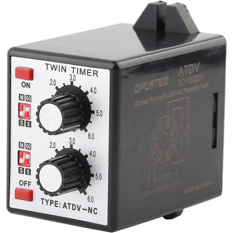 Ein/Aus-Doppeltimer-Relais-Drehknopf-Zeitschalter 6S-60M AC 220V