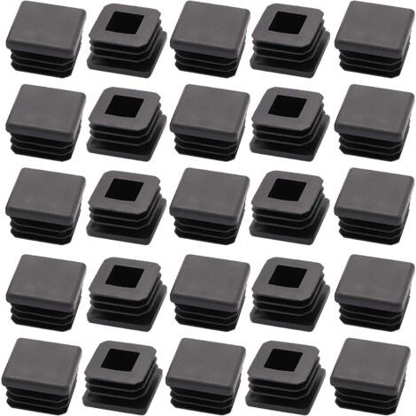 Lot de 25 bouchons en plastique pour tube en acier de 2,5 cm, patins de chaise, embouts de tube, bouchons en plastique, embouts en plastique, bouchon carré, bouchon carré en plastique (1/4)