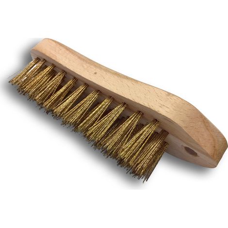 Kibros – Brosse de nettoyage métallique type violon – Acier souple et bois – Pour surfaces humides et sèches – 21 cm x 6 cm