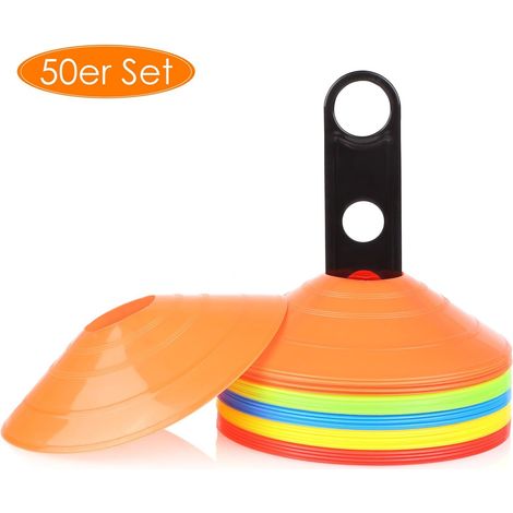 Lot de 50 casquettes de marquage, casquettes de football, plaques de marquage, pour casquettes d'entraînement au football, au hockey, au handball ou comme outil d'entraînement pour la coordination (1/5)