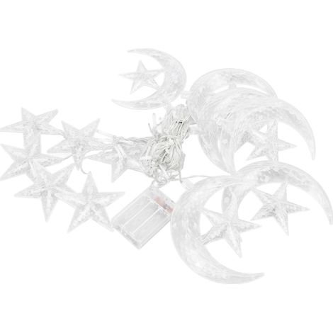 Lichterkette „Sterne und Mond“, 3,3 m, 126 LEDs, dekorativ, für Ramadan, Hochzeiten, Partys, Zuhause, Terrasse, Fenster, Garten (1/5)