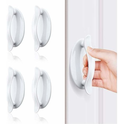 4pcs Front Door Handles Sliding Door Handles White Sticky Door Handles Plastic Profile Door Window Cupboard Drawer Cabinet Handles (1/5)