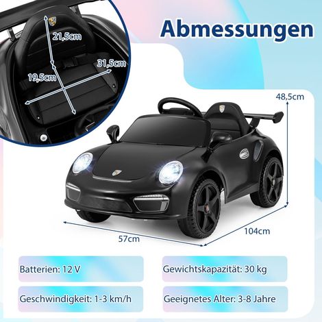 Coche eléctrico infantil de 12 V con mando a distancia, color negro