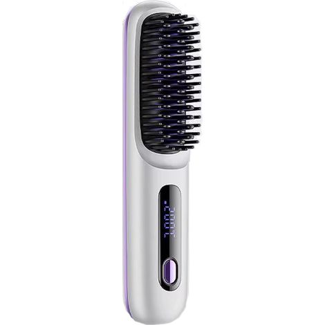Lisseur MDUG, peigne lisseur portable sans fil, chauffage rapide, température constante, conception anti-brûlure (blanc) (1/5)