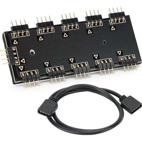 Contrôleur de hub RGB 1-10, contrôleur de hub RGB pour boîtier PC, hub de refroidissement CPU HUB1-10 12V ARUA (1/5)