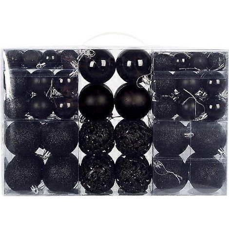 Boules de Noël 3-6 cm, lot de 100, en PVC, finition mate brillante, creuses, pour décoration de sapin de Noël, bleu foncé. (1/5)