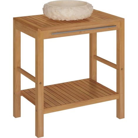 Mueble tocador madera teca maciza con lavabo de mármol crema vidaXL (1/5)
