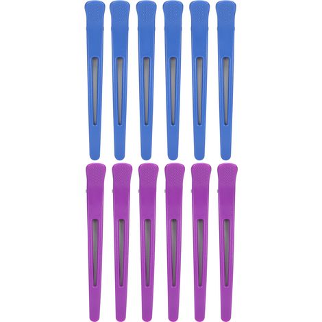 12 pinces à cheveux bec de canard pour maquillage, clips de séparation coiffure (bleu violet) (1/5)
