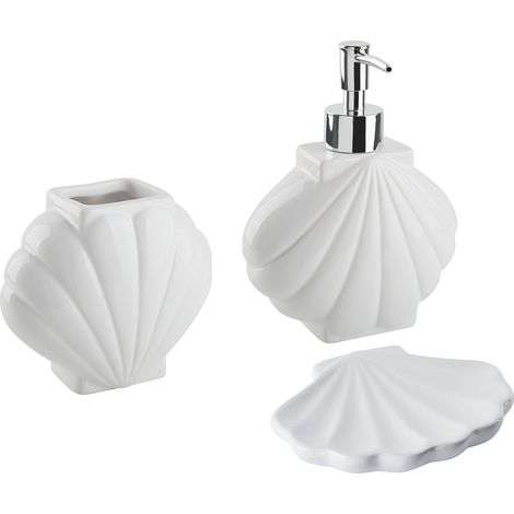 Conjunto de accesorios de baño de dolomita blanco dispensador jabonera portacepillos glamuroso Shell
