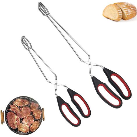 Pinces à barbecue - Lot de 2 - Pinces à viande - Pinces à griller - Pinces de cuisine - Pinces de service - Pinces ciseaux - Pinces à pain - Pinces à charbon - Compatible lave-vaisselle (1/5)