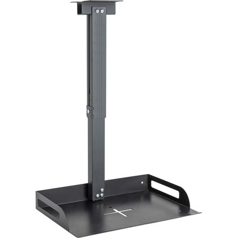 Support plafond pour projecteur télescopique noir avec plateau métallique, réglable en hauteur de 33 à 55 cm, capacité de charge maximale 15 kg, support universel avec bac de récupération pour tous le (1/5)